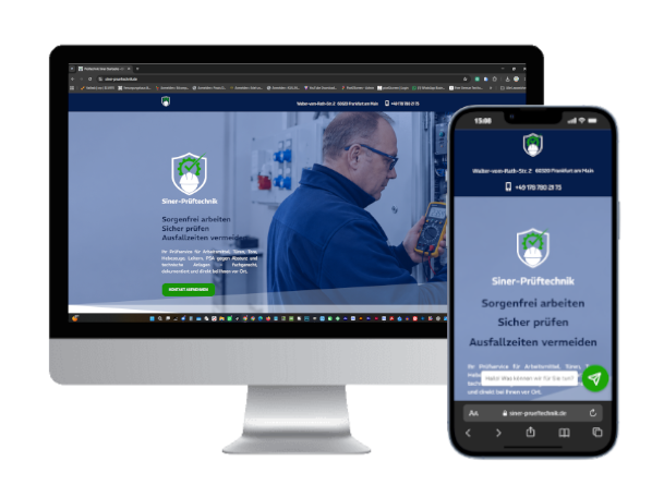 Digitale Webseite Ansicht Siner Prüftechnik