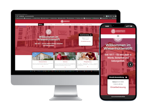 Digitale Webseite Ansicht Wiesenhüttenstift